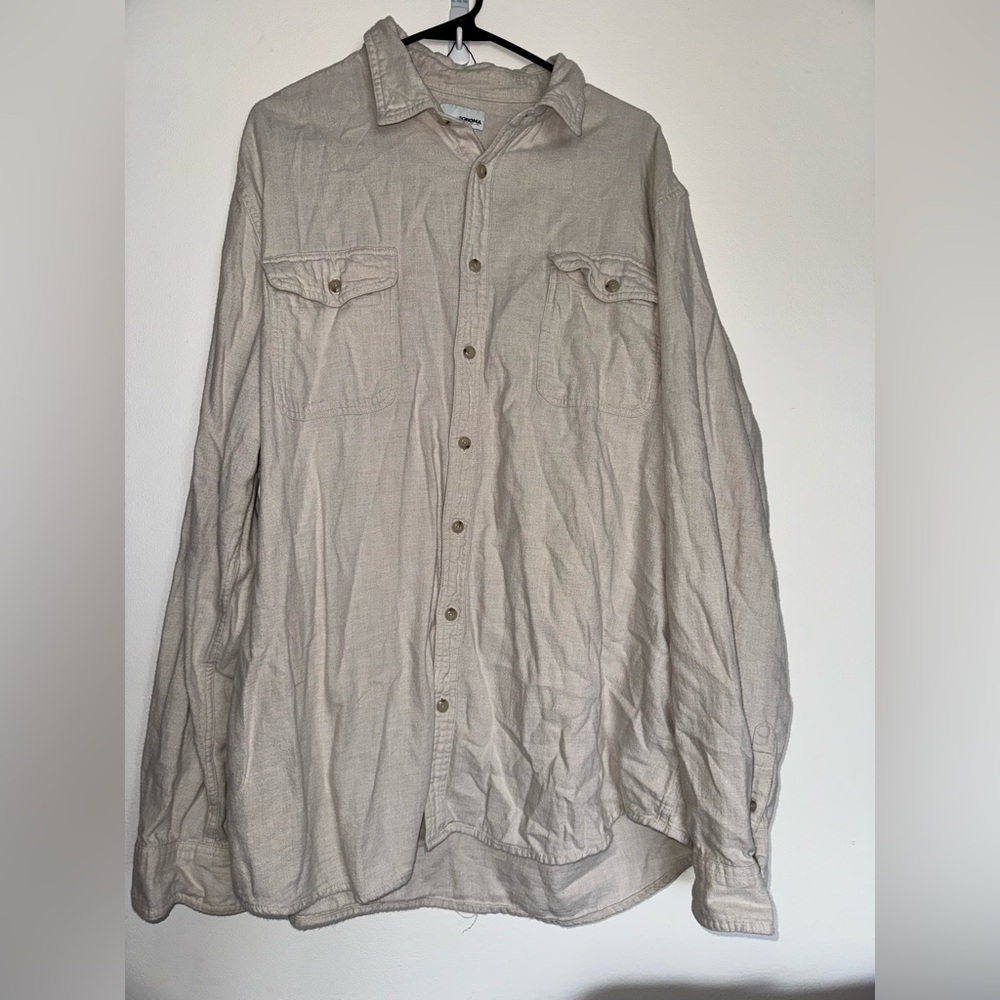 Men’s Sonoma Cream ButtonDown Shirt-Size 3XLT
